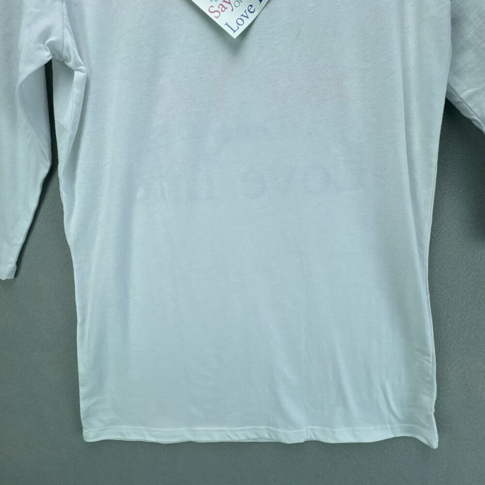 Gretchen Scott Shirt Womens Medium White‎ Pullover Inspirational Tee 3/4 Sleeve - Picture 3 of 15